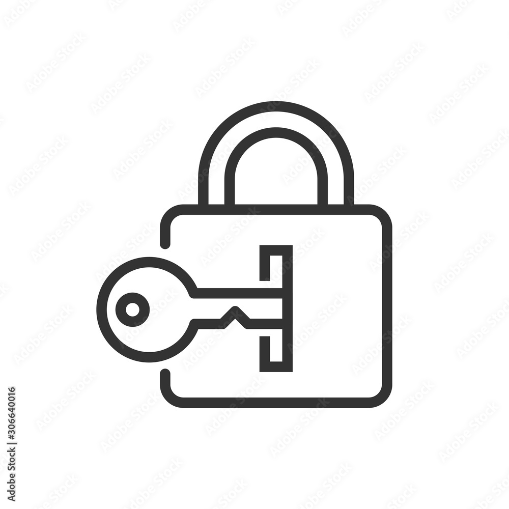Locker icon in flat style. Padlock password vector illustration on white isolated background. Key unlock business concept. Locker icon in flat style. Padlock password vector illustration on white isolated background. Key unlock business concept.