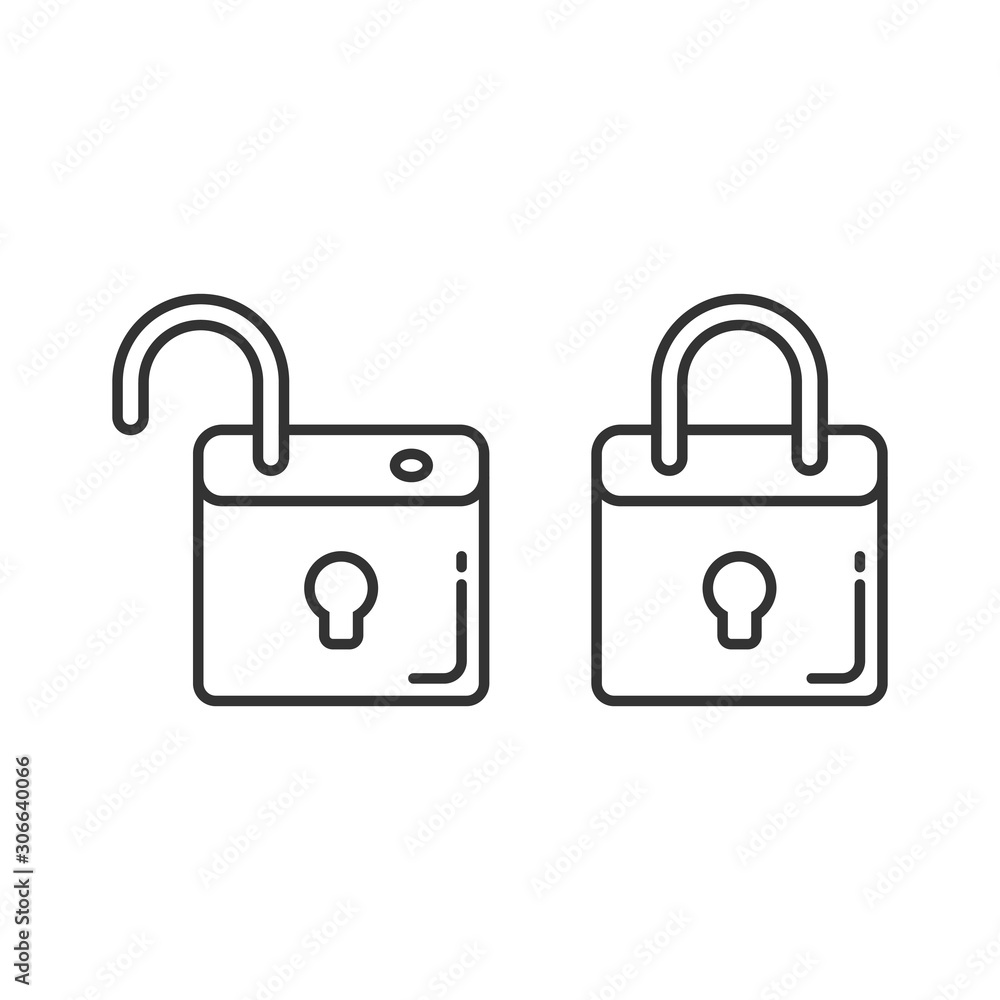 Locker icon in flat style. Padlock password vector illustration on white isolated background. Key unlock business concept. Locker icon in flat style. Padlock password vector illustration on white isolated background. Key unlock business concept.