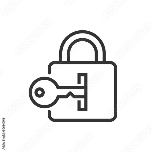 Locker icon in flat style. Padlock password vector illustration on white isolated background. Key unlock business concept.