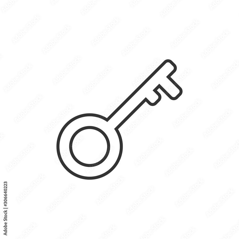 Key icon in flat style. Password vector illustration on white isolated background. Access business concept. Key icon in flat style. Password vector illustration on white isolated background. Access business concept.