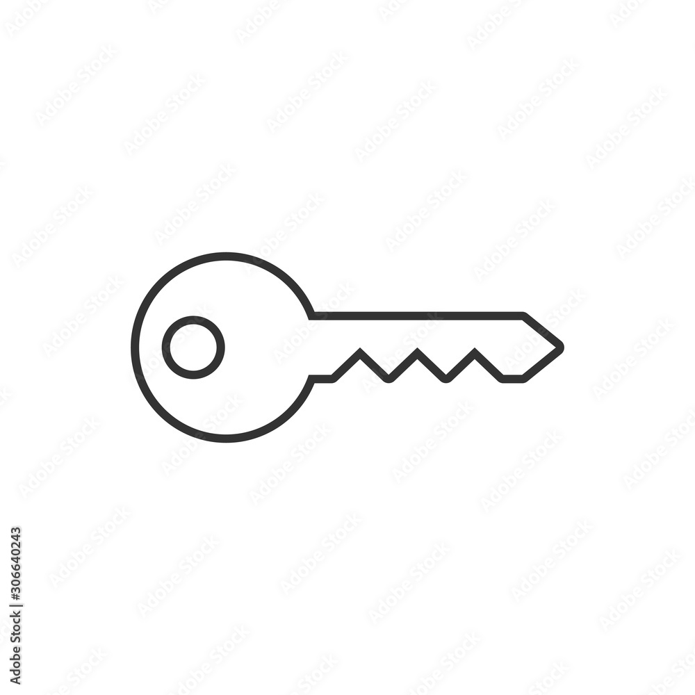 Key icon in flat style. Password vector illustration on white isolated background. Access business concept.