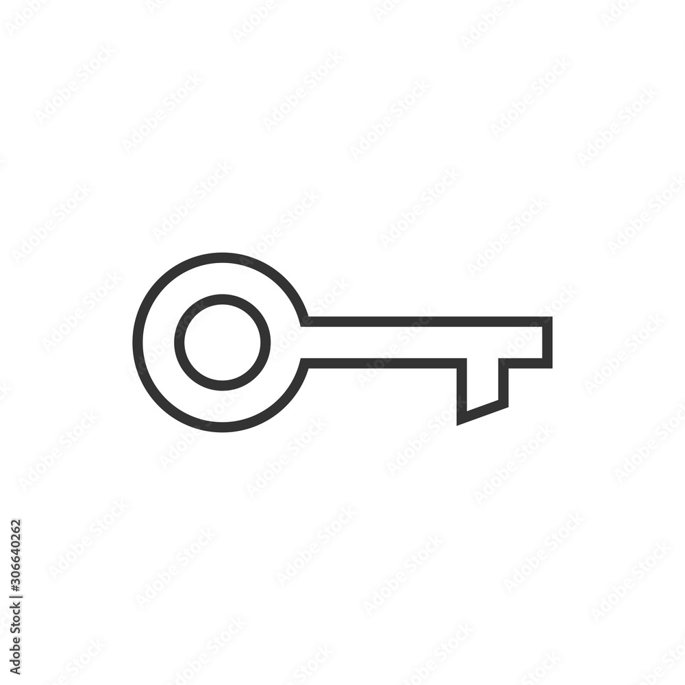 Key icon in flat style. Password vector illustration on white isolated background. Access business concept. Key icon in flat style. Password vector illustration on white isolated background. Access business concept.