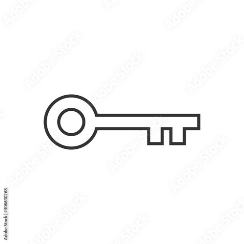 Key icon in flat style. Password vector illustration on white isolated background. Access business concept. © Lysenko.A