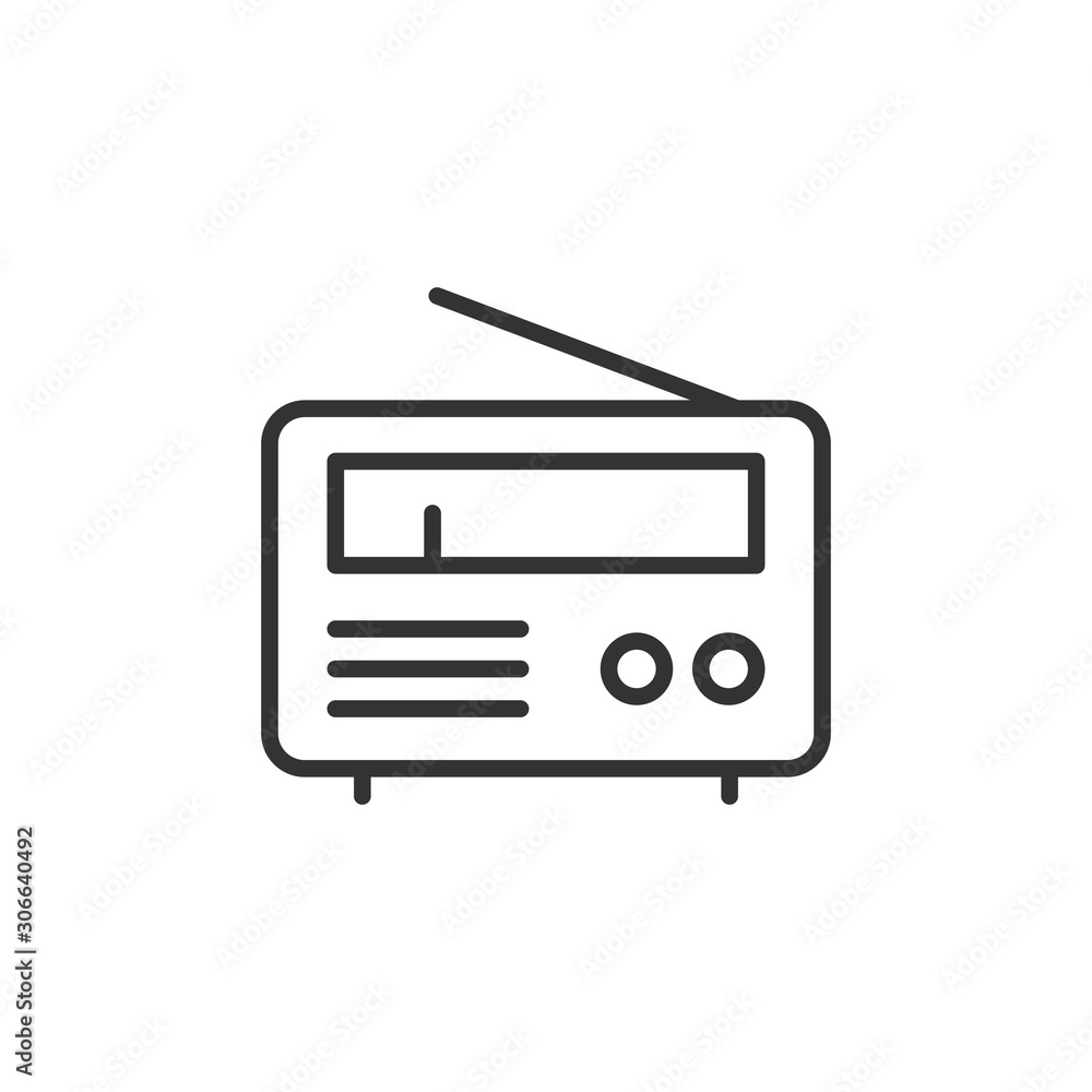 Radio icon in flat style. Fm broadcast vector illustration on white isolated background. Radiocast business concept. Radio icon in flat style. Fm broadcast vector illustration on white isolated background. Radiocast business concept.