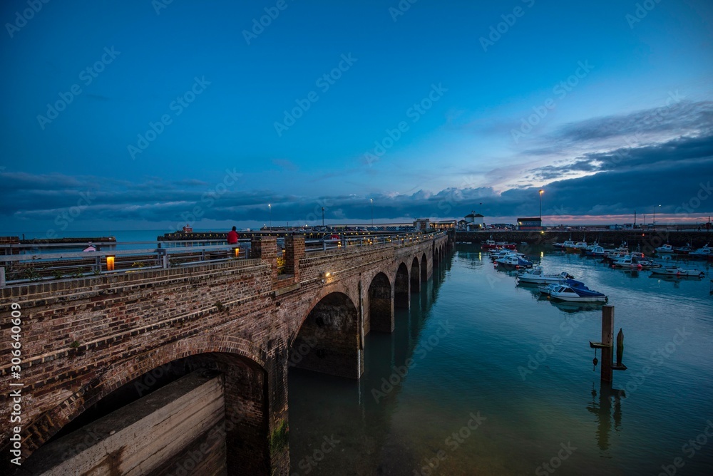 The viaduct over Folkestone Harbour leading to the Harbour Arm.