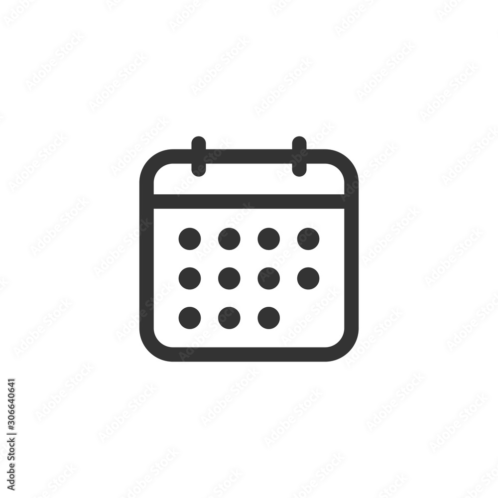 Calendar icon in flat style. Agenda vector illustration on white isolated background. Schedule planner business concept. Calendar icon in flat style. Agenda vector illustration on white isolated background. Schedule planner business concept.