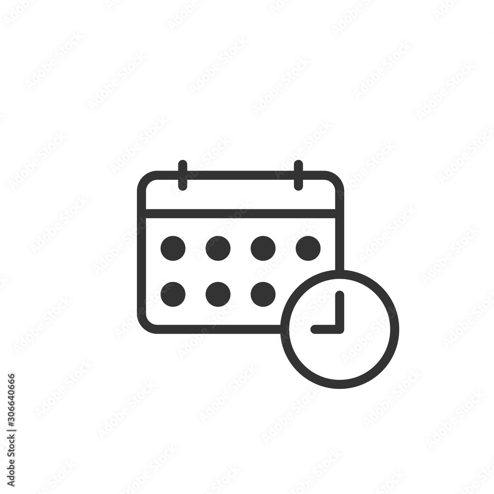 Calendar icon in flat style. Agenda vector illustration on white isolated background. Schedule planner business concept. Calendar icon in flat style. Agenda vector illustration on white isolated background. Schedule planner business concept.
