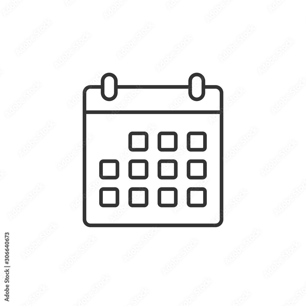 Calendar icon in flat style. Agenda vector illustration on white isolated background. Schedule planner business concept. Calendar icon in flat style. Agenda vector illustration on white isolated background. Schedule planner business concept.