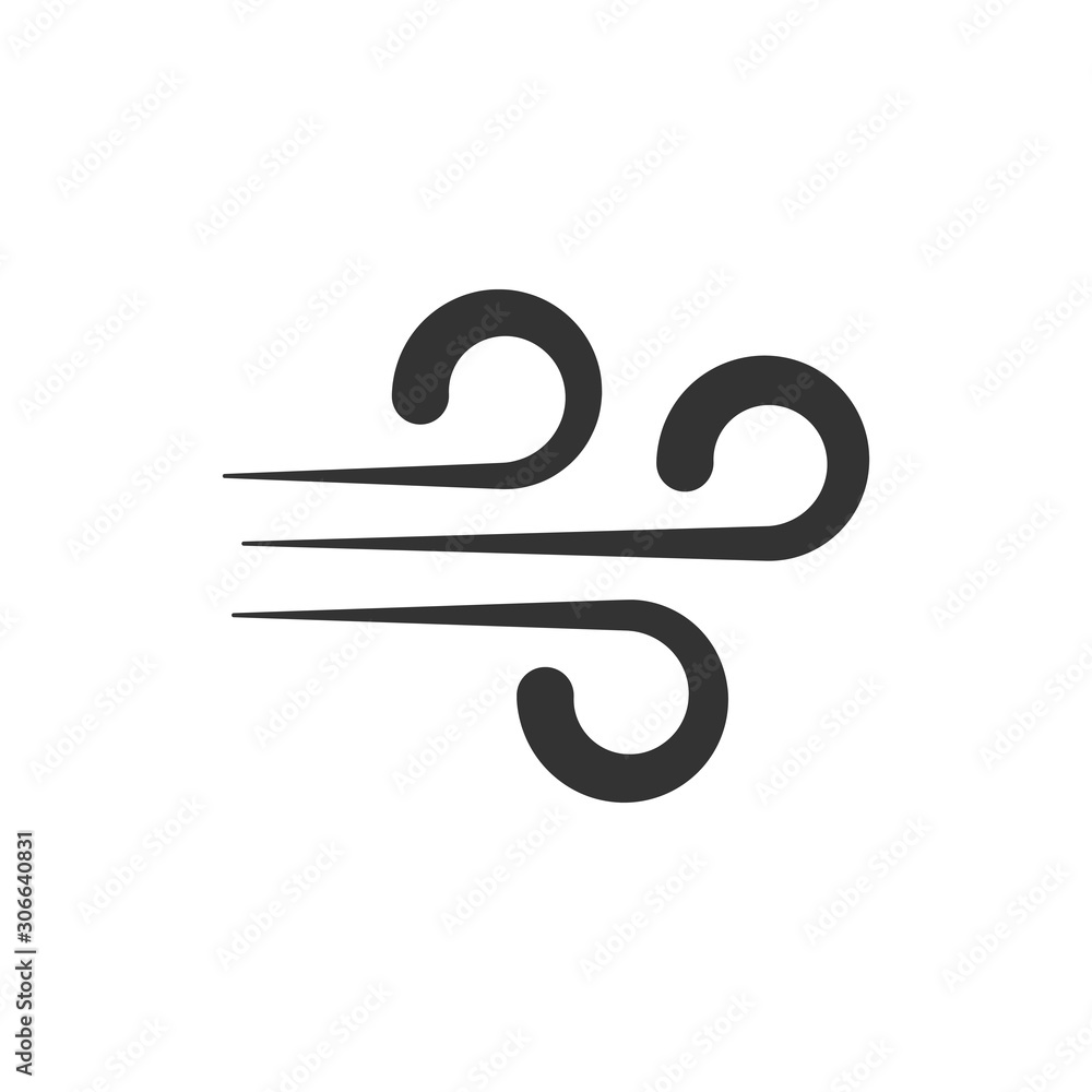 Wind icon in flat style. Air vector illustration on white isolated background. Breeze business concept. Wind icon in flat style. Air vector illustration on white isolated background. Breeze business concept.