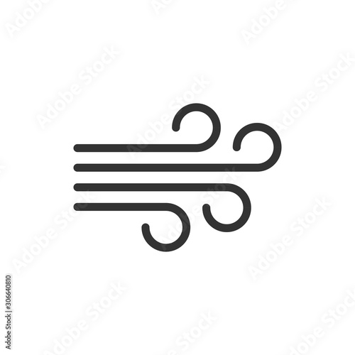 Wind icon in flat style. Air vector illustration on white isolated background. Breeze business concept.