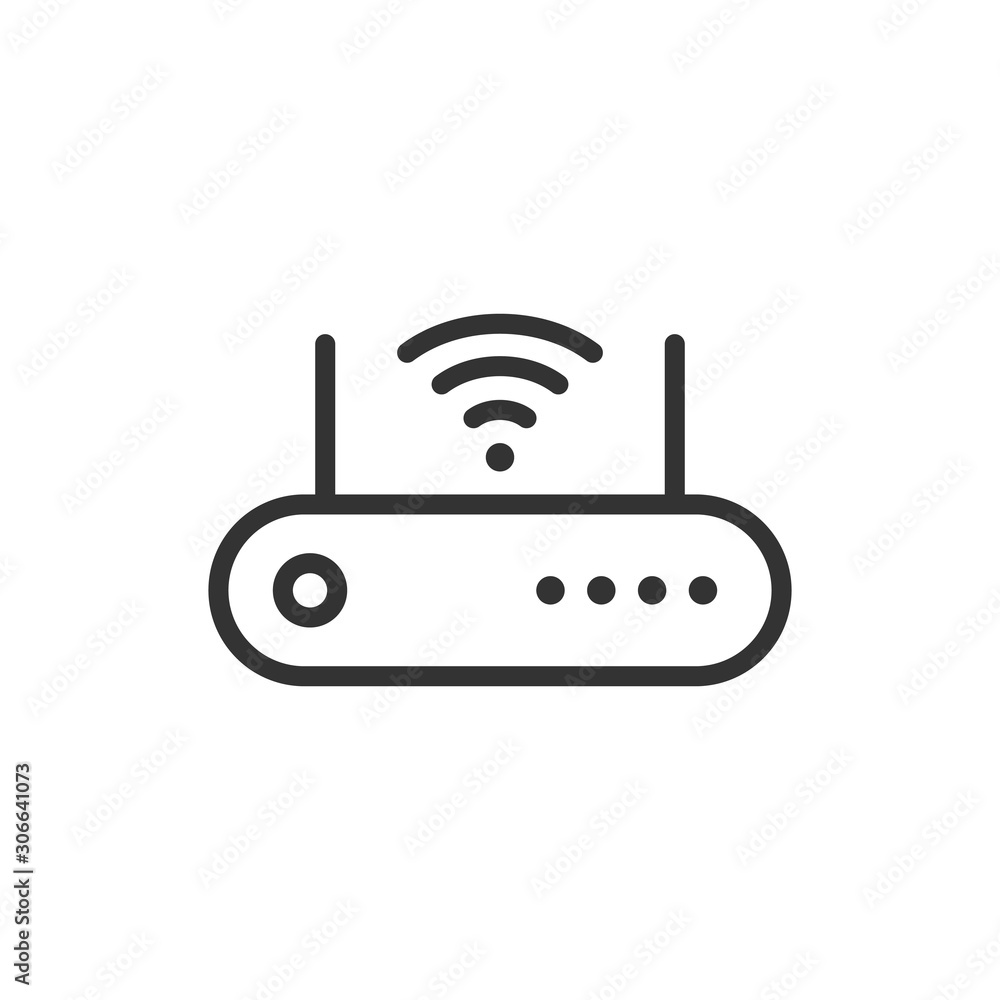 Wifi router icon in flat style. Broadband vector illustration on white isolated background. Internet connection business concept. Wifi router icon in flat style. Broadband vector illustration on white isolated background. Internet connection business concept.