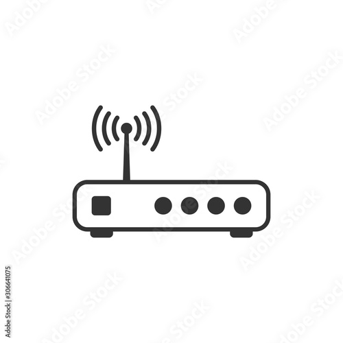 Wifi router icon in flat style. Broadband vector illustration on white isolated background. Internet connection business concept.