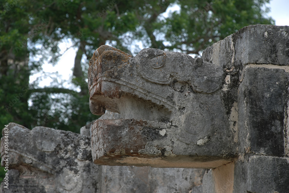 The Maya ruins at Chichen Itza in in the jungle of the Yucatan in Mexico