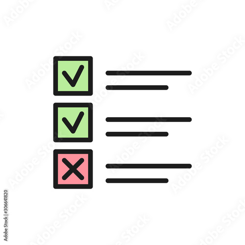 List of done and undone cases flat color icon.