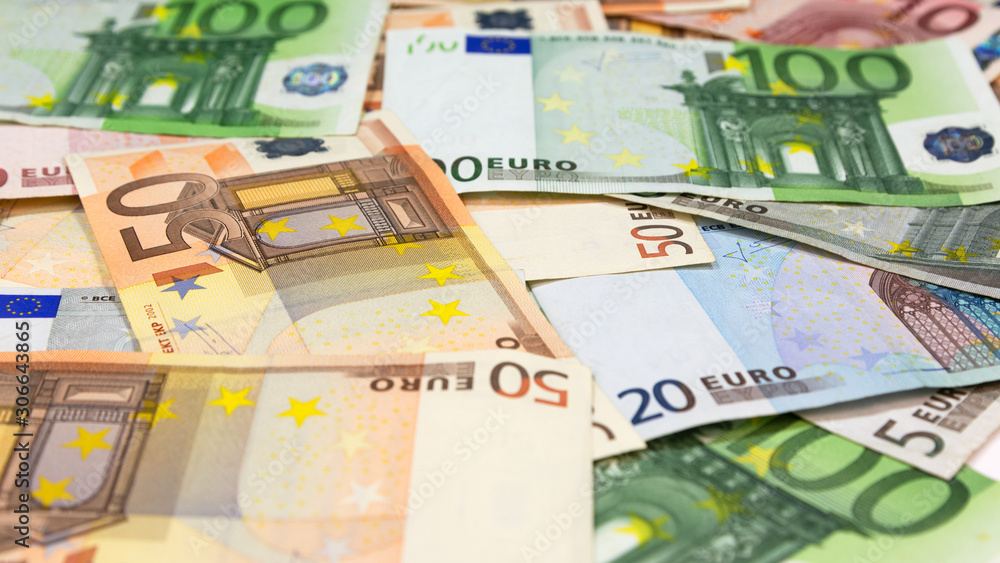 Money background. Big pile of euros. Background of paper banknotes. Money background. Big pile of euros. Background of paper banknotes.