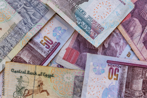Heap of the different egyptian banknotes for background