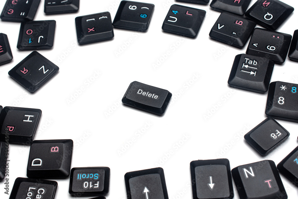 Delete key surrounded by other keys