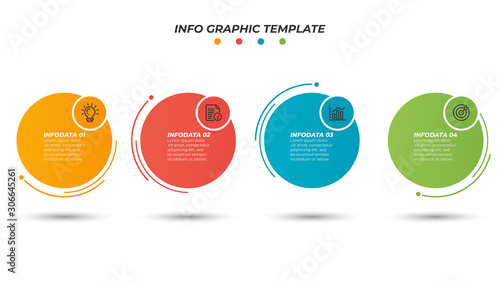 Vector infographic paper layout design template with thin line process. Business concept with 4 options, steps. 