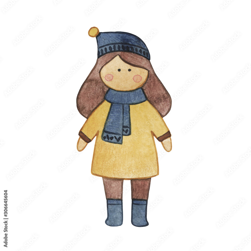 Kids toys illustration. Children's watercolor toys. Cute bauble. Cartoon doll. Children's watercolor set with toys. Kids toys illustration. Children's watercolor toys. Cute bauble. Cartoon doll. Children's watercolor set with toys.