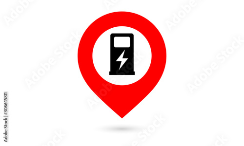 Electric car charge station map pointer, pin. Marker