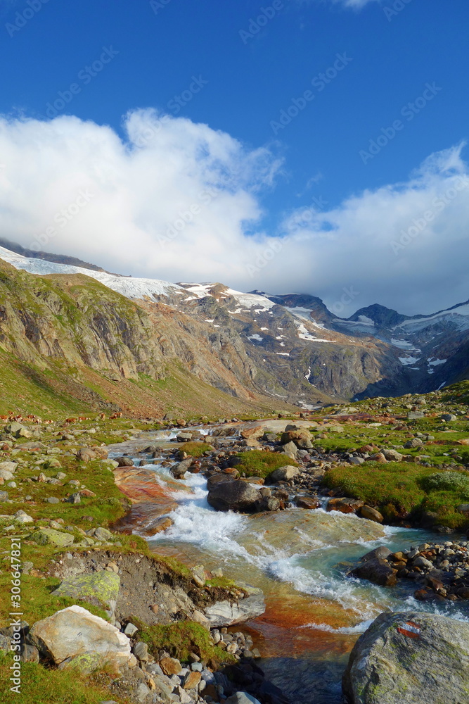 Majestic alpine landscape full of glaciers in Alps, Matrei in Osttirol, Austria
