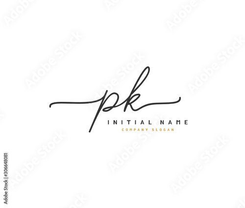 P K PK Beauty vector initial logo, handwriting logo of initial signature, wedding, fashion, jewerly, boutique, floral and botanical with creative template for any company or business.
