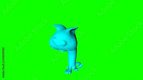 Funny cats. Bright. Cheerful. Funny. Dances. cartoon, cartoon film, animated film. 3D video. Chroma key. 3D rendering.
