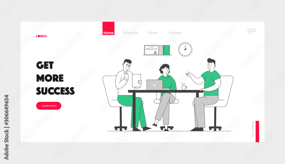 Hr Manager Hold Candidate Resume at Job Interview. Website Landing Page. Man Tell about Working Skill Ideas and Work Experience to Committee Web Page Banner. Cartoon Flat Vector Illustration, Line Art Hr Manager Hold Candidate Resume at Job Interview. Website Landing Page. Man Tell about Working Skill Ideas and Work Experience to Committee Web Page Banner. Cartoon Flat Vector Illustration, Line Art