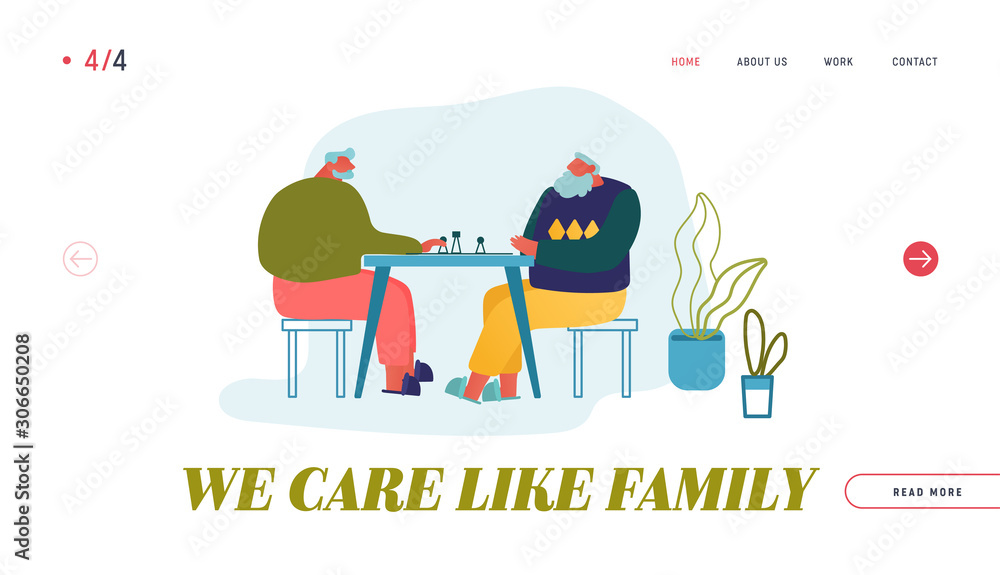 Retired People Leisure Website Landing Page. Relaxing Senior Men Playing Chess in Nursing Home. Pensioners Spend Time Together at Intellectual Game Web Page Banner. Cartoon Flat Vector Illustration Retired People Leisure Website Landing Page. Relaxing Senior Men Playing Chess in Nursing Home. Pensioners Spend Time Together at Intellectual Game Web Page Banner. Cartoon Flat Vector Illustration