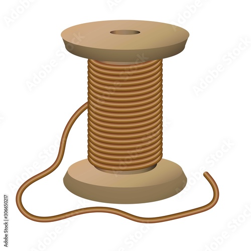 Wood cable coil icon. Cartoon of wood cable coil vector icon for web design isolated on white background
