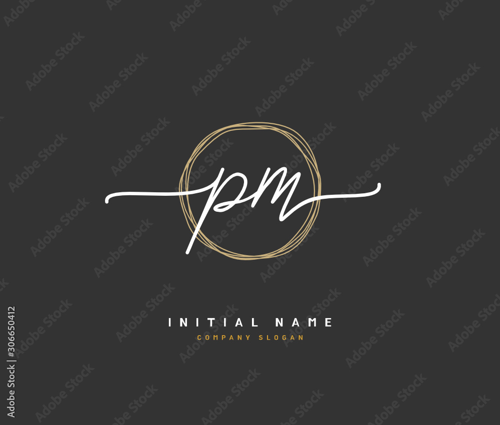 initial PM logo handwriting beauty salon fashion modern luxury