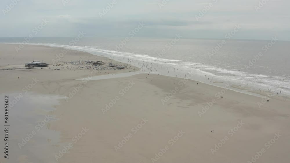Drone / Aerial shot of the sandy beach of St. Peter Ording at the north sea, schleswig holstein, germany, 25p Drone / Aerial shot of the sandy beach of St. Peter Ording at the north sea, schleswig holstein, germany, 25p