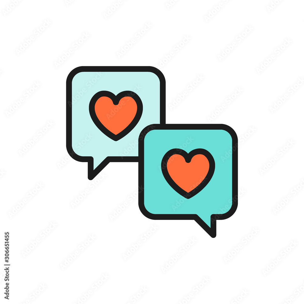 Love message flat color icon. Isolated on white background Love message flat color icon. Isolated on white background