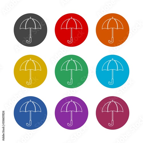Umbrella color icon set isolated on white background