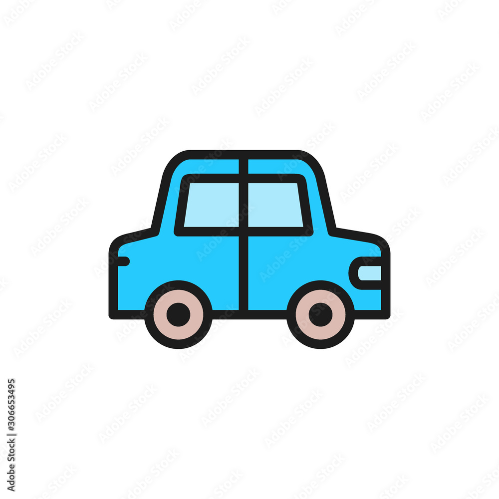 Toy car flat color icon. Isolated on white background