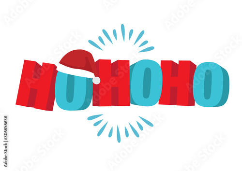Hohoho in 3D phrase for Christmas. Use for Xmas greetings cards, invitations.