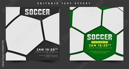 soccer tournament sports style design event, 3d text effect sport event header or title, for poster and banner. easy editable and customize, modern style and colorful