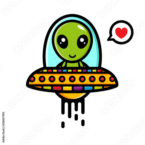 Alien vector design driving a UFO