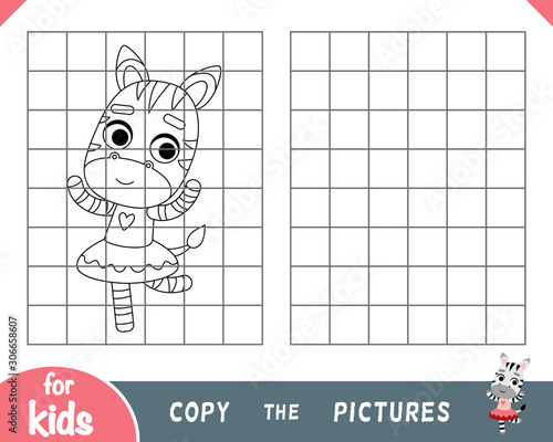 Copy the picture, game for children, Zebra