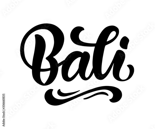 Bali hand written brush lettering, isolated on white background