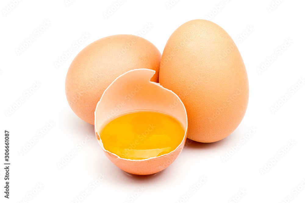 Chicken eggs isolated on a white background. Chicken eggs isolated on a white background.
