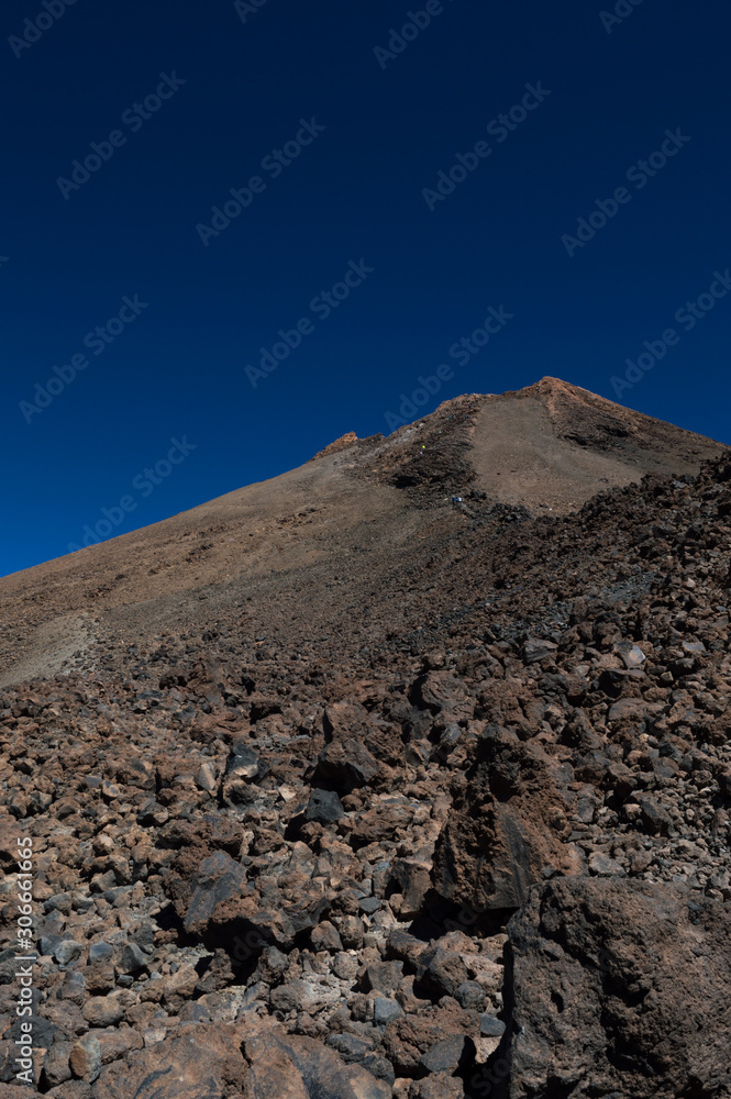 View from the peak of Mount Teide on the Island of Tenerife showing the deep blue sky View from the peak of Mount Teide on the Island of Tenerife showing the deep blue sky
