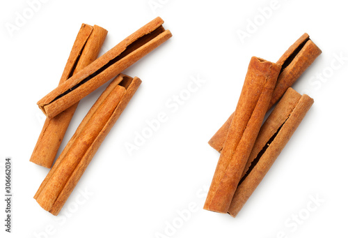 Print op canvas Cinnamon Sticks Isolated On White Background