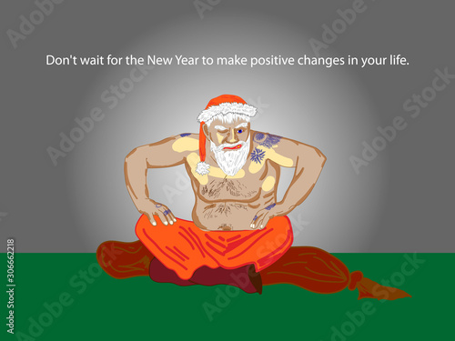 Santa Claus gangster. Christmas in prison. Bad prisoner criminal. New year is canceled. Jailbreak.
