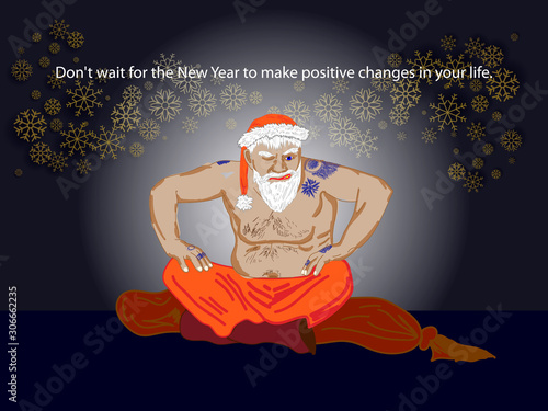 Santa Claus gangster. Christmas in prison. Bad prisoner criminal. New year is canceled. Jailbreak.