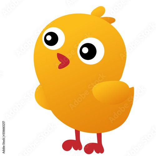 Color image of cartoon chick on white background. Farm animals. Vector illustration for kids.