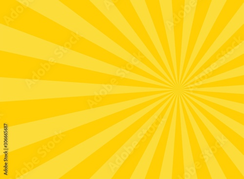 Sunlight abstract wide background. Yellow and white color burst horizontal background.