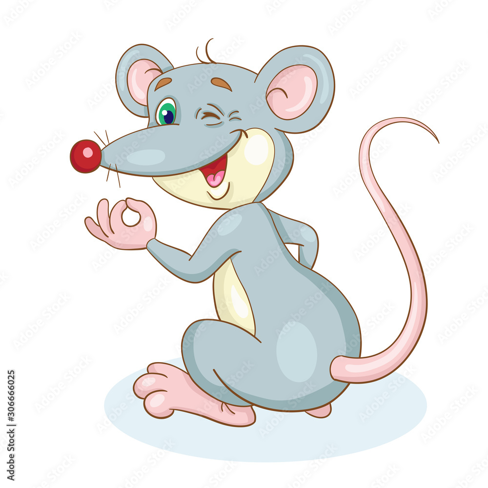 Funny gray rat. In cartoon style. Isolated on white background. Vector illustration. Funny gray rat. In cartoon style. Isolated on white background. Vector illustration.