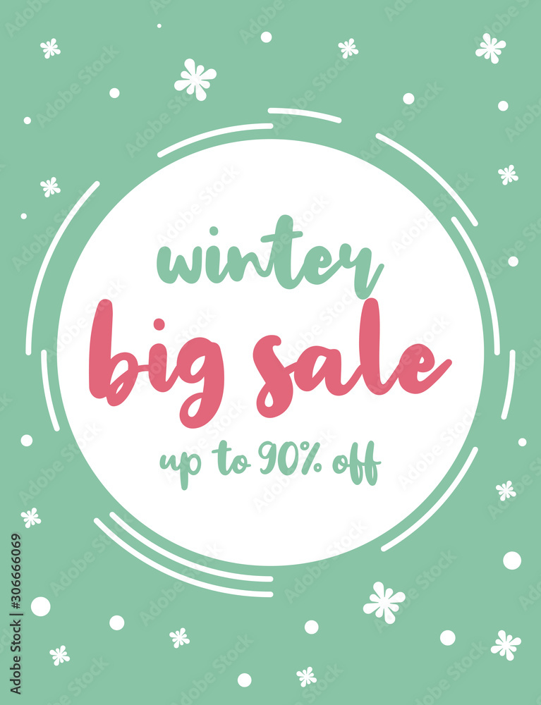 Winter sale banner and flyer illustration template vctor