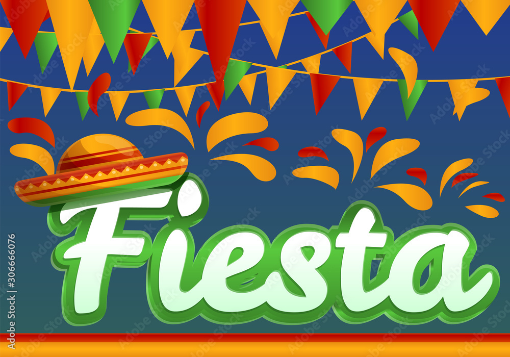 Fiesta concept banner. Cartoon illustration of fiesta vector concept